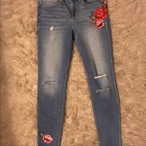 FLORAL denim skinny jeans